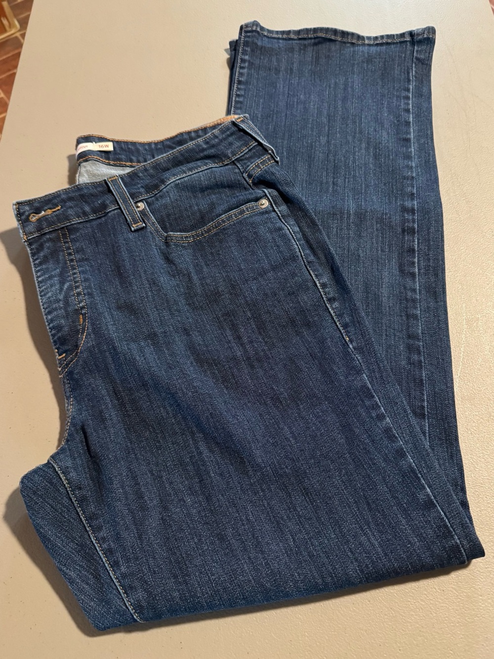 Levi's Women's Boot Cut Jeans Dark Blue Denim Size 16W